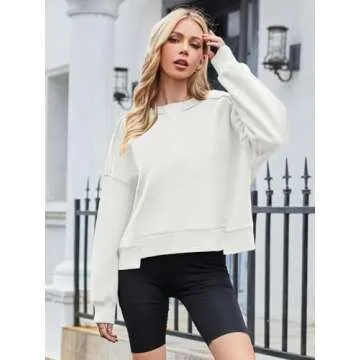 MEROKEETY Women's Cropped Sweatshirt – Cozy Fall Essential