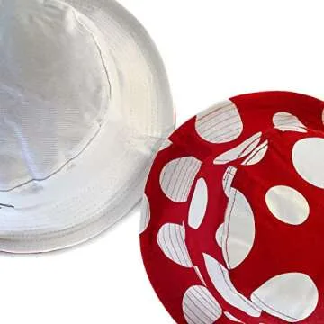 Mushroom Bucket Hat Reversible 100percent Cotton Mushroom Decor Cottagecore Hat One Size Red, White 7 3/8-8