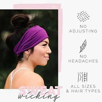 Maven Thread Asana Women's Sports Running and Yoga Headbands - Wide 4 Thick Non-Slip Sweatbands for Exercise, Gym, and Athletic Workouts, 2 Pack