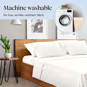 LuxClub 6 PC King Size Sheet Set Bed Sheets Deep Pockets 18" Eco Friendly Wrinkle Free Cooling Bed Sheets Machine Washable Hotel Bedding Silky Soft - White King