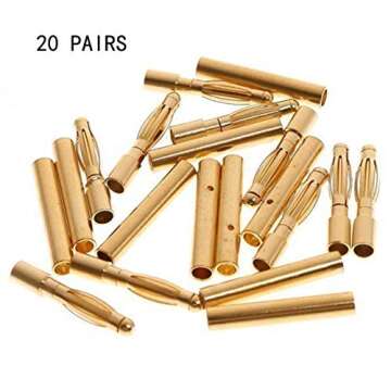 ShareGoo 20 Pairs 2.0mm Plated Male & Female Gold Bullet Connectors for RC