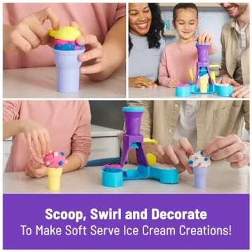 Kinetic Sand, Soft Serve Station with 14oz Play Sand (Blue, Pink & White), 2 Ice Cream Cones & 2 Tools, Sensory Toys for Kids Ages 5 and up
