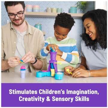 Kinetic Sand, Soft Serve Station with 14oz Play Sand (Blue, Pink & White), 2 Ice Cream Cones & 2 Tools, Sensory Toys for Kids Ages 5 and up