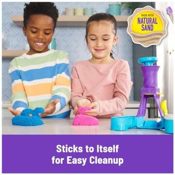 Kinetic Sand, Soft Serve Station with 14oz Play Sand (Blue, Pink & White), 2 Ice Cream Cones & 2 Tools, Sensory Toys for Kids Ages 5 and up