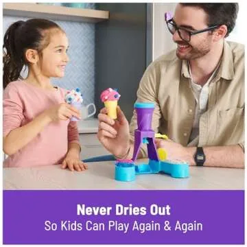 Kinetic Sand, Soft Serve Station with 14oz Play Sand (Blue, Pink & White), 2 Ice Cream Cones & 2 Tools, Sensory Toys for Kids Ages 5 and up