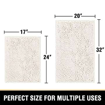 H.VERSAILTEX Bathroom Rugs, Bath Mats Non Slip Luxury Chenille Extra Soft Absorbent Shaggy, Washable...
