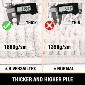 H.VERSAILTEX Bathroom Rugs, Bath Mats Non Slip Luxury Chenille Extra Soft Absorbent Shaggy, Washable Fast Dry Sets 2 Piece for Bathroom (Ivory, 20" x 32"/17" x 24")