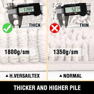 H.VERSAILTEX Bathroom Rugs, Bath Mats Non Slip Luxury Chenille Extra Soft Absorbent Shaggy, Washable Fast Dry Sets 2 Piece for Bathroom (Ivory, 20" x 32"/17" x 24")