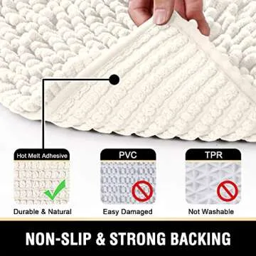 H.VERSAILTEX Bathroom Rugs, Bath Mats Non Slip Luxury Chenille Extra Soft Absorbent Shaggy, Washable Fast Dry Sets 2 Piece for Bathroom (Ivory, 20" x 32"/17" x 24")