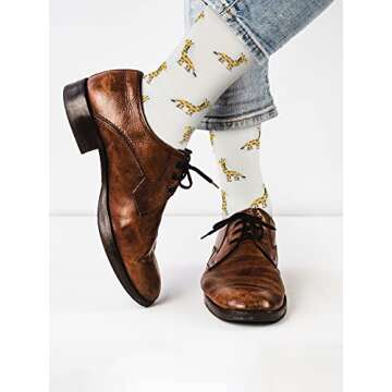 YEJIMONG Men’s Fun Animal Patterned Dress Socks - Cotton Funny and Novelty Casual Crew Socks 12 Pack (Shoe Size 9-12) (Animal Pattern - 12 Pairs)
