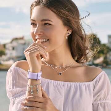 DaQin Compatible with Apple Watch Band 42mm 44mm 45mm 46mm 49mm Women Men, Soft Silicone Sport Water...