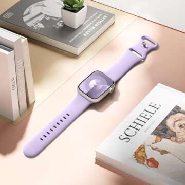 DaQin Compatible with Apple Watch Band 42mm 44mm 45mm 46mm 49mm Women Men, Soft Silicone Sport Waterproof Strap for Apple Watch Ultra/Ultra 2 iWatch Band Series 10 9 8 7 6 5 4 3 2 1 SE,Light Purple