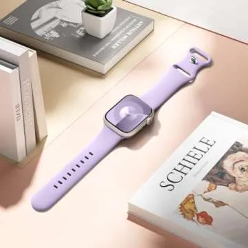 DaQin Compatible with Apple Watch Band 42mm 44mm 45mm 46mm 49mm Women Men, Soft Silicone Sport Waterproof Strap for Apple Watch Ultra/Ultra 2 iWatch Band Series 10 9 8 7 6 5 4 3 2 1 SE,Light Purple