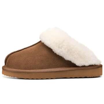 LazyStep Women's Madge Fuzzy Slippers with Comfort Memory Foam, Slip-on Warm Outdoor Indoor House Sh...