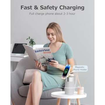 COLSUR Bluetooth Speaker with Night Light - 3 in 1 Mag-Safe Wireless Charger for iPhone 16/15/14/13/12 Series, AirPods Pro/3/2，Gifts for Men& Women