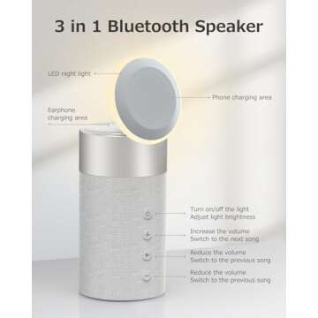 COLSUR Bluetooth Speaker with Night Light - 3 in 1 Mag-Safe Wireless Charger for iPhone 16/15/14/13/12 Series, AirPods Pro/3/2，Gifts for Men& Women