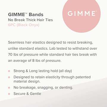Gimme Beauty - Thick Fit Hair Bands - Black Onyx - Damage Free Hair Ties - Made with Seamless Microf...