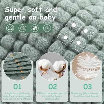 Looxii Ultra Soft Absorbent 100% Cotton Muslin Burp Cloths
