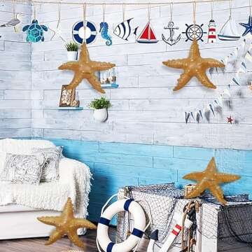 Jet Creations Inflatable Aquatic Animal Starfish, Pack of 4, 20 inches Height Toys for Kids 3 Year and up, Decoration with Hanger (1) per Starfish, 1 Pack