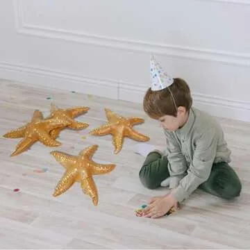 Jet Creations Inflatable Aquatic Animal Starfish, Pack of 4, 20 inches Height Toys for Kids 3 Year and up, Decoration with Hanger (1) per Starfish, 1 Pack
