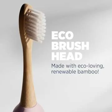 Lumineux Teeth Whitening Sonic Bamboo Electric Toothbrush for Adults - Includes 2 Soft Bristle Replaceable Bamboo Toothbrush Heads, Charging Station & USB Charge Cord - Rechargeable, Bloom Pink