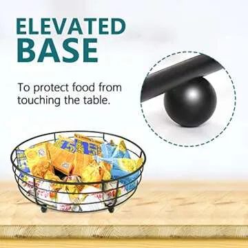 CADANI 3 Pack Black Wire Fruit Basket for Kitchen Storage