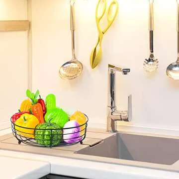 CADANI 3 Pack Black Wire Fruit Basket for Kitchen Storage