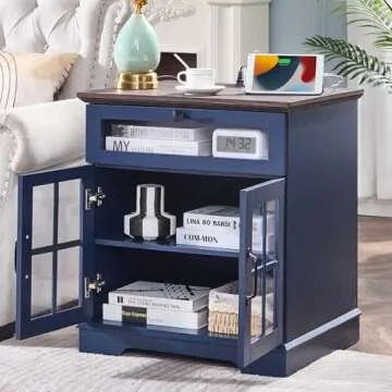 NONGSHIM Farmhouse End Table with Charging Station