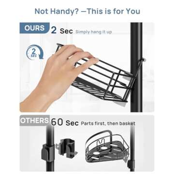 SEIRIONE Corner Shower Caddy Tension Pole, Quick Setup, Rust-Free Bathroom Shower Organizer Corner f...