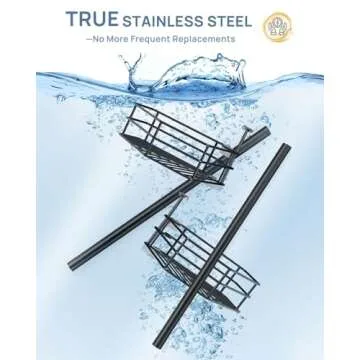 SEIRIONE Corner Shower Caddy Tension Pole, Quick Setup, Rust-Free Bathroom Shower Organizer Corner for Bathtub Shampoo Storage, 4-Tier Adjustable Shelf, Drill Free, Fits 39 to 113 Inch Height, Black