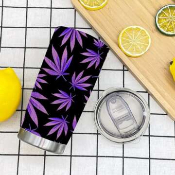 NVJUI JUFOPL Ganja Marijuana Weed 20 Oz Tumbler Cup with Lid - Funny Gifts for Men Women - Festival Birthday Gifts for Dad Mom - Insulated Travel Coffee Mug