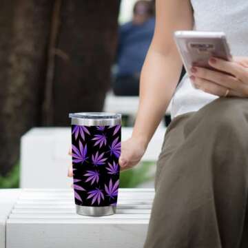 NVJUI JUFOPL Ganja Marijuana Weed 20 Oz Tumbler Cup with Lid - Funny Gifts for Men Women - Festival Birthday Gifts for Dad Mom - Insulated Travel Coffee Mug