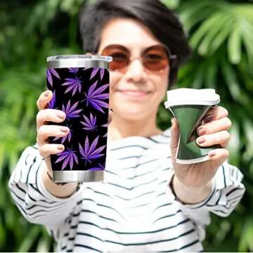 NVJUI JUFOPL Ganja Marijuana Weed 20 Oz Tumbler Cup with Lid - Funny Gifts for Men Women - Festival Birthday Gifts for Dad Mom - Insulated Travel Coffee Mug