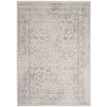 SAFAVIEH Adirondack Collection Area Rug - 5' x 7', Ivory & Silver, Oriental Distressed Design, Non-Shedding & Easy Care, Ideal for High Traffic Areas in Living Room, Bedroom (ADRW109C)