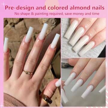 AddFavor White Square Press on Nails Long, 240pcs Long Square Fake Nails Press ons Glossy Full Cover Acrylic False Nails with Adhesive Glue Tabs for Women Girls
