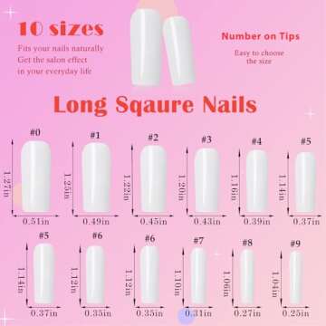 AddFavor White Square Press on Nails Long, 240pcs Long Square Fake Nails Press ons Glossy Full Cover Acrylic False Nails with Adhesive Glue Tabs for Women Girls