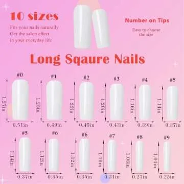 AddFavor White Square Press on Nails Long, 240pcs Long Square Fake Nails Press ons Glossy Full Cover Acrylic False Nails with Adhesive Glue Tabs for Women Girls