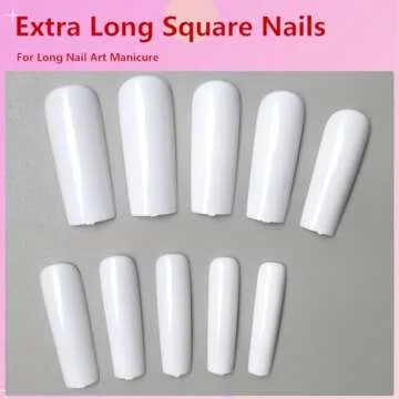 AddFavor White Square Press on Nails Long, 240pcs Long Square Fake Nails Press ons Glossy Full Cover Acrylic False Nails with Adhesive Glue Tabs for Women Girls