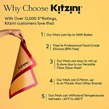 Kitzini Silicone Baking Mat Set for Effortless Baking