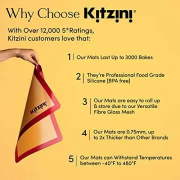Kitzini Silicone Baking Mat Set for Effortless Baking