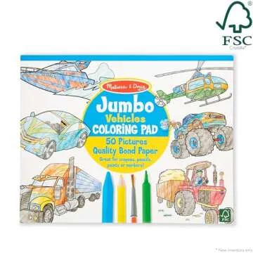 Melissa & Doug Jumbo Coloring Pad: Vehicles - 50 Pages of White Bond Paper (11 x 14 inches)
