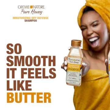 Coconut Oil & Shea Butter Shampoo by Creme of Nature,Dry Defense for Damaged Hair, Formula with Pure Honey, 12.07 Fl Oz