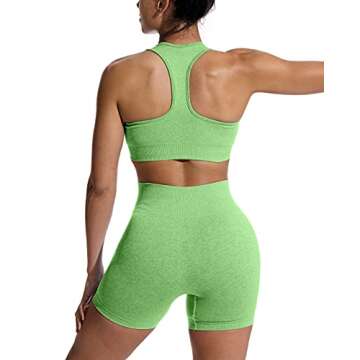 OYS Workout Sets for Women 2 Piece Outfits Seamless High Waisted Yoga Shorts Running Sports Bra Clot...