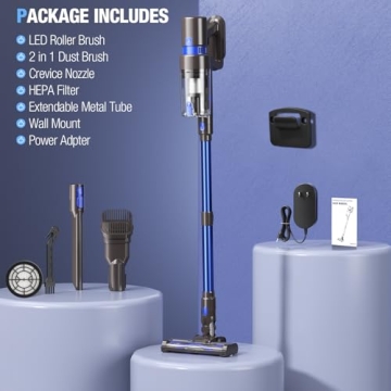 Cordless Vacuum Cleaner - Powerful 550W & Long 45 Min Runtime