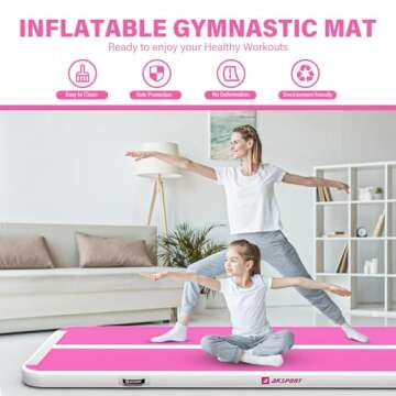 AKSPORT Air Mat Tumble Track 10ft 13ft 16ft 20ft Gymnastics Tumbling Mat Inflatable Tumble Track wit...