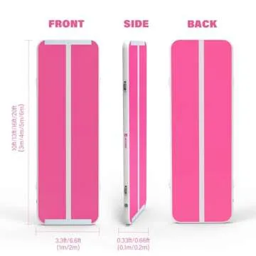 AKSPORT Air Mat Tumble Track 10ft 13ft 16ft 20ft Gymnastics Tumbling Mat Inflatable Tumble Track with Electric Air Pump for Home Use/Tumble/Gym/Training/Cheerleading (double pink, 16x3.28x0.33ft)