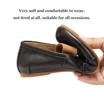 Women Tabi Shoes Split Toe, Mary Jane Flats with Strap Slip On Walking Shoes Barefoot Ballet Black L...