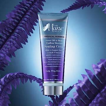 The Mane Choice Tropical Moringa Sealing Cream, Supports Hair Growth & Retention, 8 oz, Hair Moisturizer for Curly, Wavy & Coily Hair, Restores Moisture & Enhances Shine, Paraben & Sulfate Free