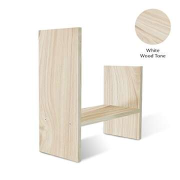 Jerry & Maggie Desktop Organizer Office Storage Rack Adjustable Wood Display Shelf Free Style Double H Display True Natural Stand Shelf, White Wood Tone