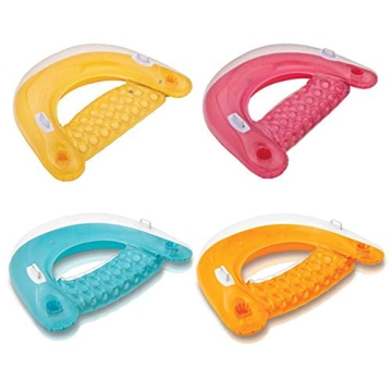 Intex Sit 'N Float Inflatable Colorful Floating Tube Loungers with Backrest and Cup Holders for Pool...